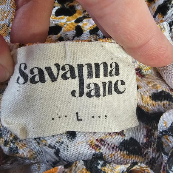 Savanna Jane Women's The Salene Top Size Large Square Neck Snake Print Tie Back - Picture 8 of 10